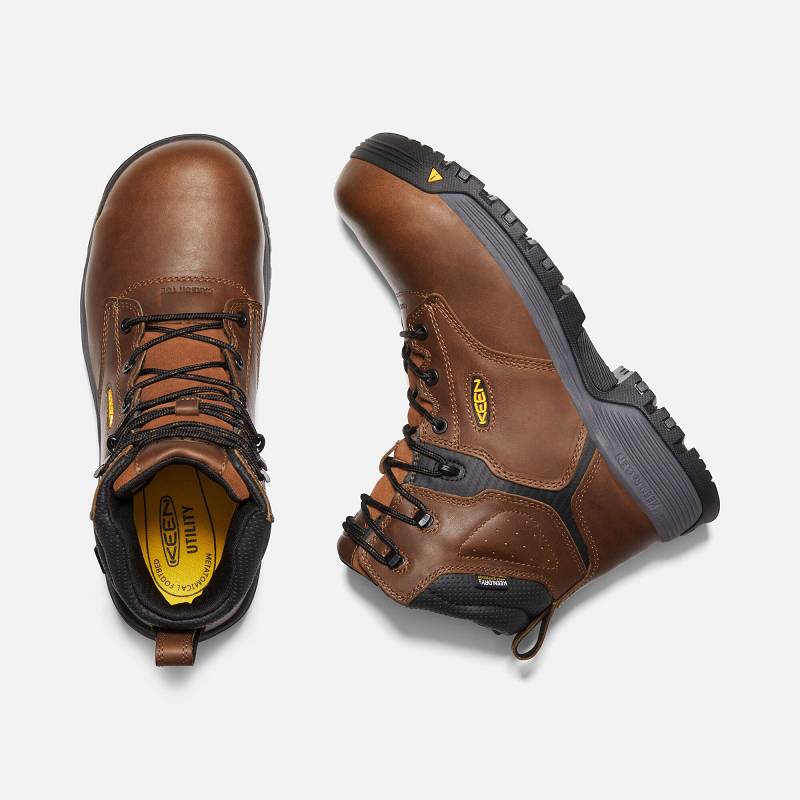 Keen Chicago Internal Met Waterproof 6" Carbon-Fiber Toe Arbeitsschuhe Herren DE-19634 Tobacco/Black